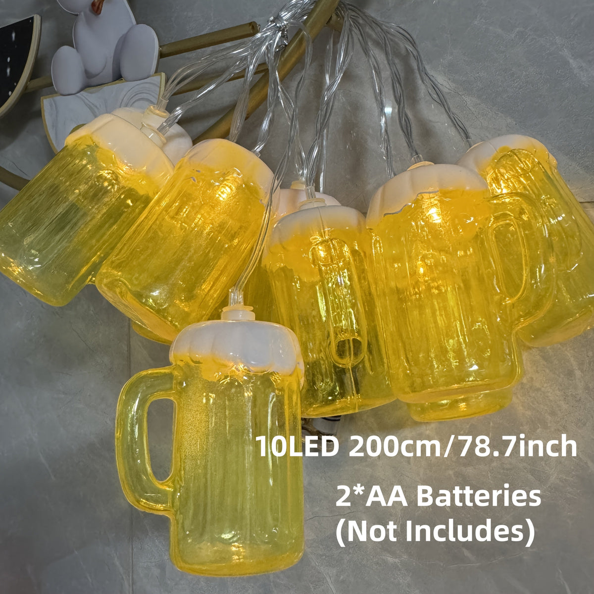 Bierkrug Lichterkette Oktoberfest | 2er Set mit je 10 warmweißen LEDs | Batteriebetrieben, für innen und außen geeignet 6