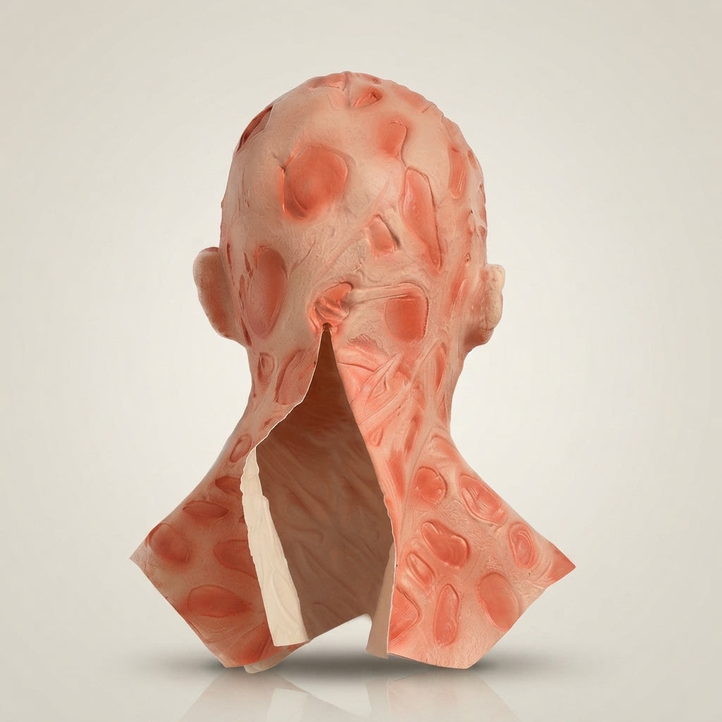 Vernarbte Horror-Maske für Halloween | Set aus Maske & Handschuh aus Gummi | Kostümzubehör für Erwachsene, Unisex 6