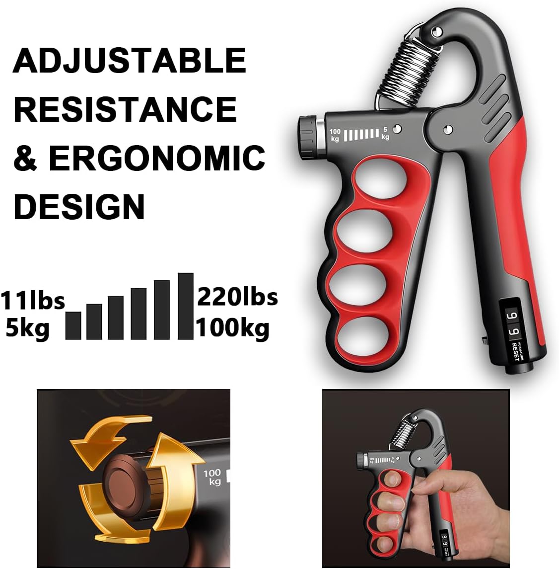 Entraîneur d’avant-bras réglable | Entraîneur de force de préhension | pour développer la force | FlexGrip