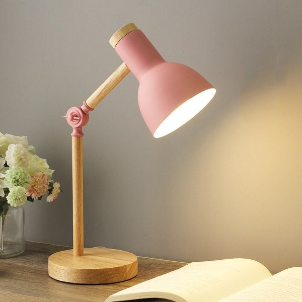 LED Schreibtischlampe Holz 45 x 15 cm | Verstellbarer Arm & Touch-Dimmer | 3 Lichtfarben, 5 W, Nordisches Design 5