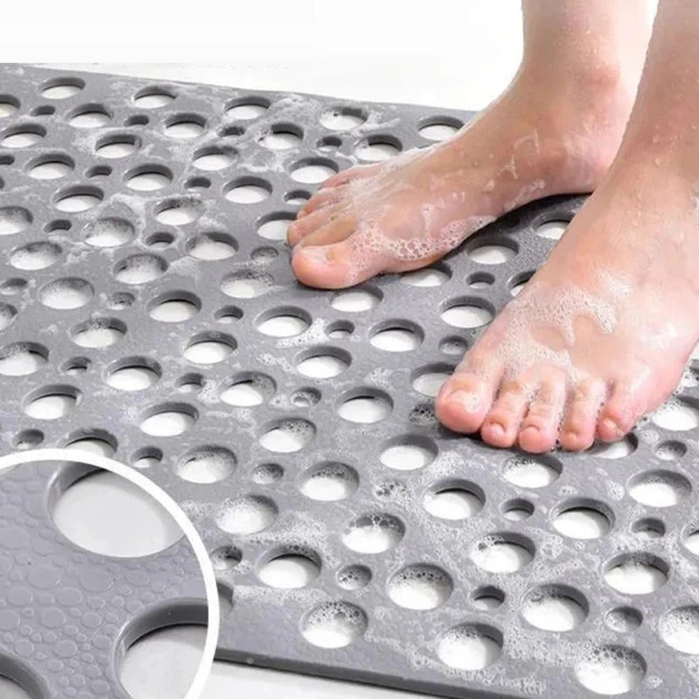 Protiskluzová sprchová podložka s přísavkami | Antibakteriální PVC | Bezpečné uchycení s odtokem vody | SafeBath