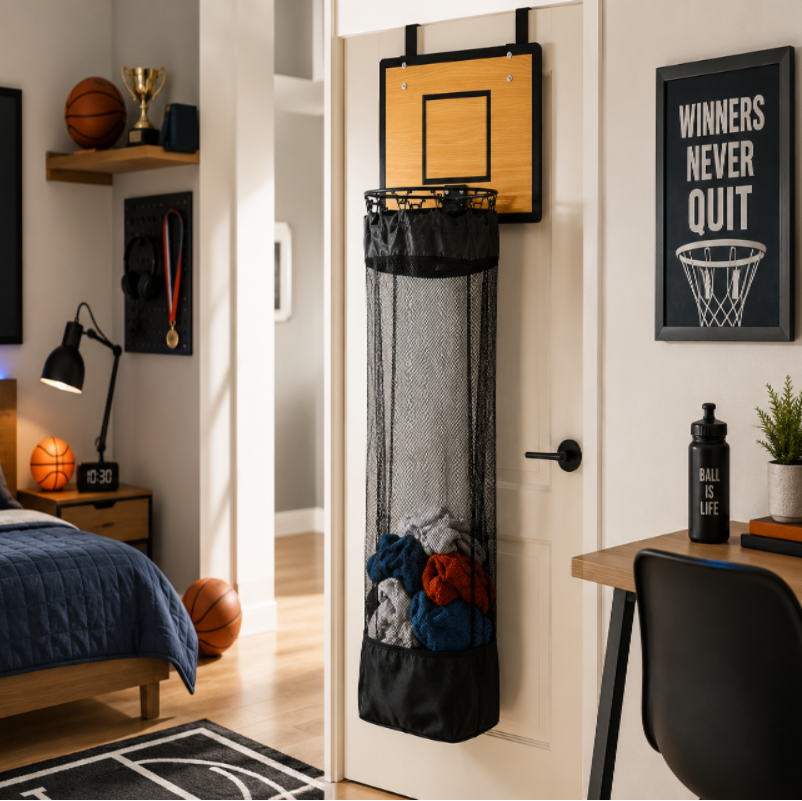 Závěsný organizér na ukládání | Basketbalový design | Na prádlo a hračky | DunkAway