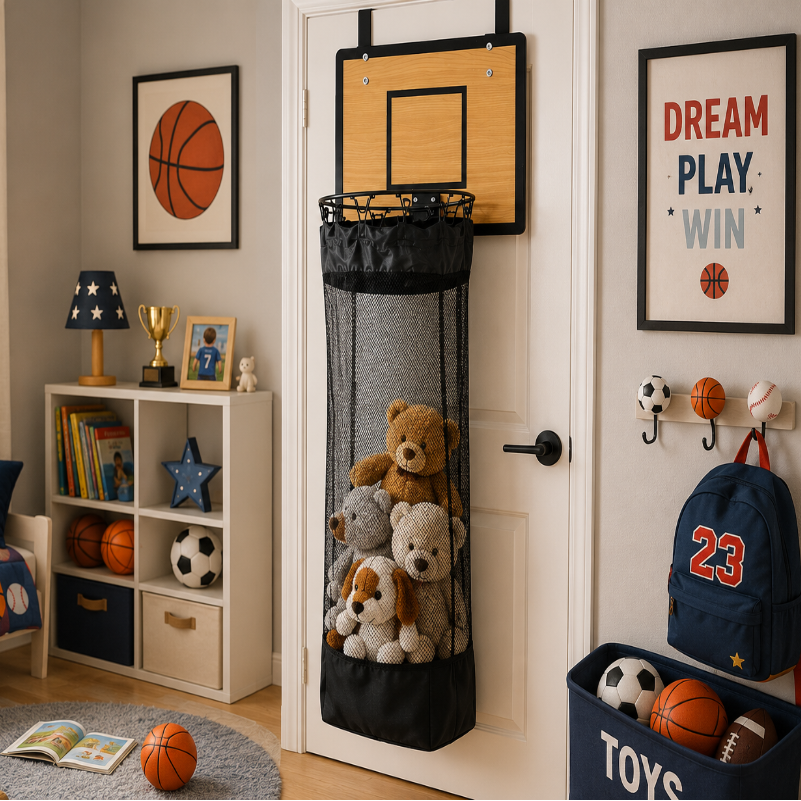 Závěsný organizér na ukládání | Basketbalový design | Na prádlo a hračky | DunkAway