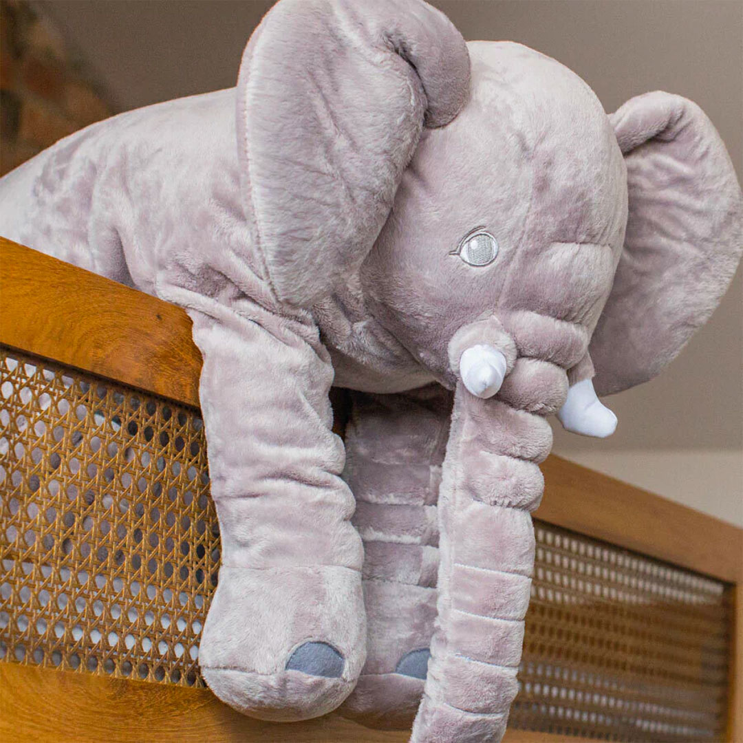Elefant Plüschkissen aus Baumwolle | Weiches Kuscheltier für Sofa, Bett und Kinderzimmer | Waschbar und Pflegeleicht 2