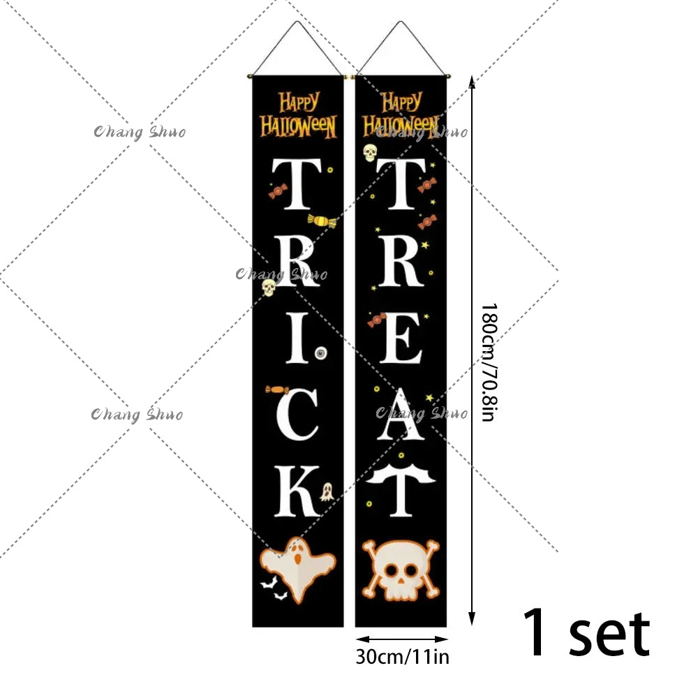 Halloween Türvorhang mit Kürbis- und Geister-Motiven | Hängedeko für Tür, Fenster und Wand | Wiederverwendbare Partydekoration 9