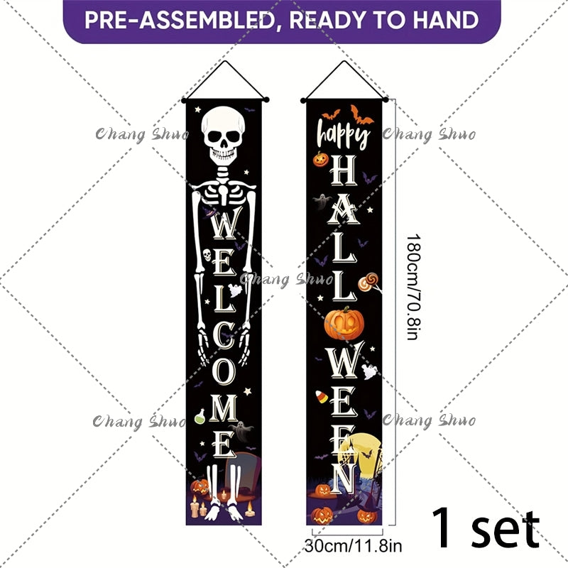 Halloween Türvorhang mit Kürbis- und Geister-Motiven | Hängedeko für Tür, Fenster und Wand | Wiederverwendbare Partydekoration 10