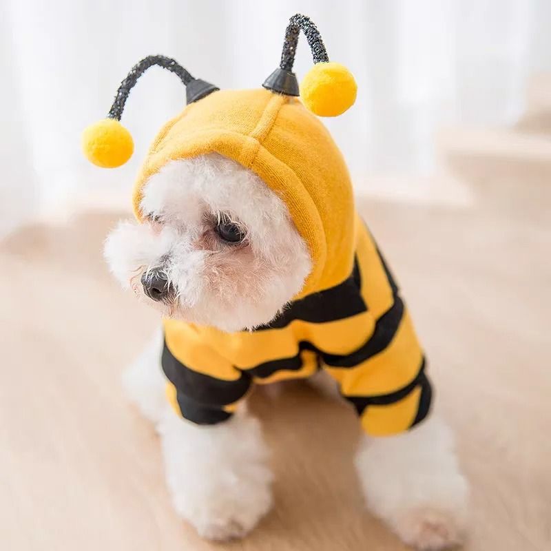 Kostüm-Hoodie mit Bienen-Design für Hunde und Katzen | Weiches Fleece mit Kapuze | Warm, Flexibel und Bequem im Winter