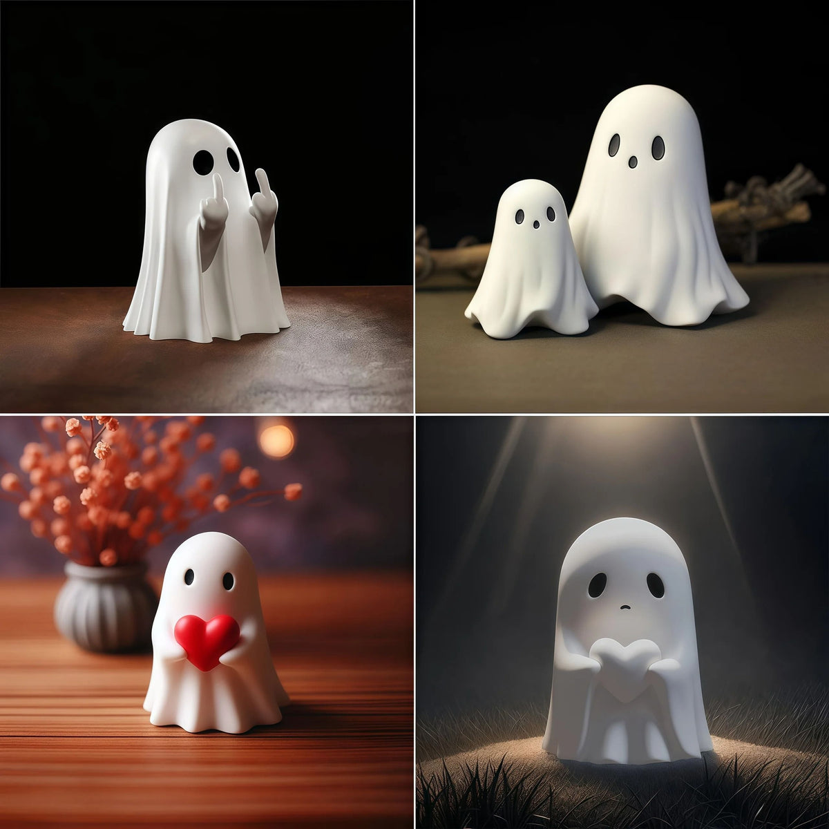 Geister Figur aus Polyresin | Kompaktes Design für Tisch, Regal und Schreibtisch | Deko für Halloween und das ganze Jahr