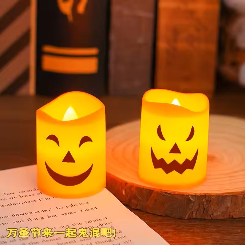 LED Kerzen Halloween Deko | 6er Set Kürbis, Totenkopf & Geist | Batteriebetrieben mit Flacker-Effekt ohne offene Flamme 1