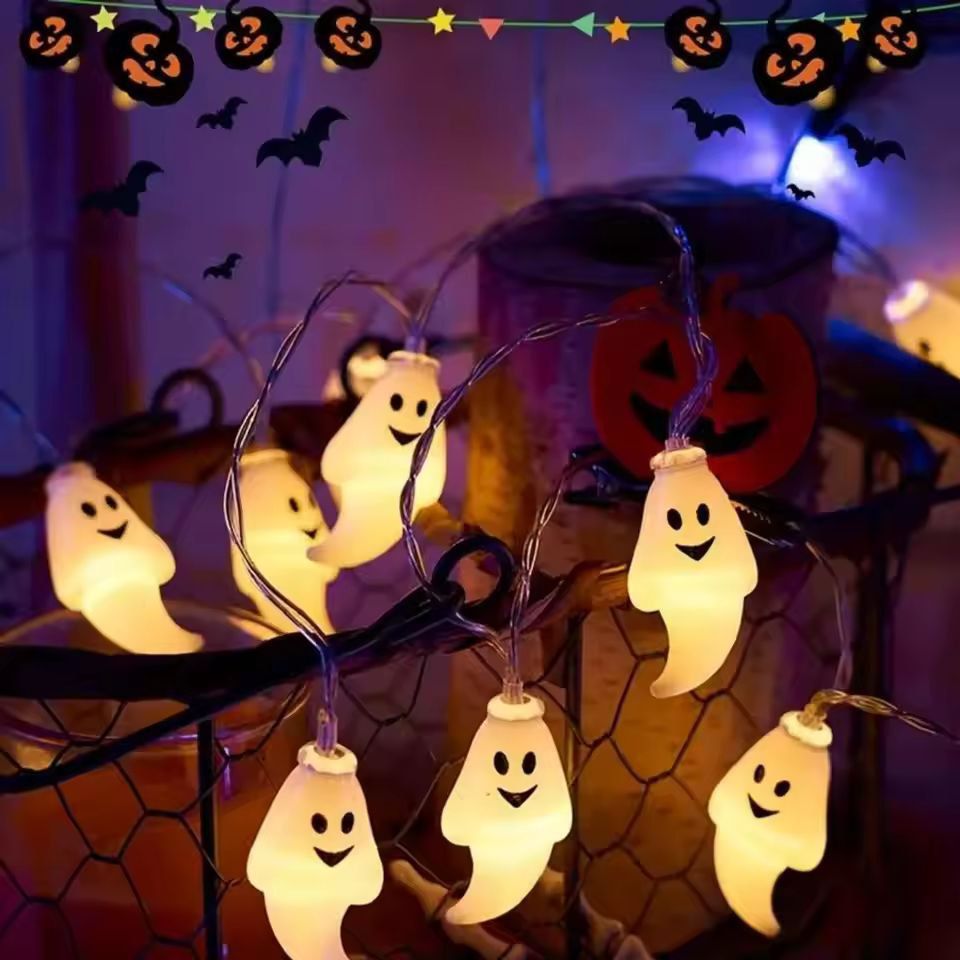 Halloween Geister-Lichterkette | Batteriebetrieben ohne Kabel & Stecker | Geisterförmige LEDs für drinnen und draußen 4