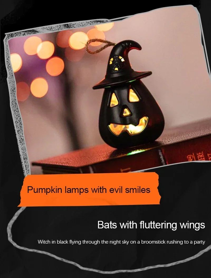 Kürbis Totenkopf LED Laterne Halloween Deko | Batteriebetrieben, Flammenlos | Tragbare Party- und Zimmerbeleuchtung