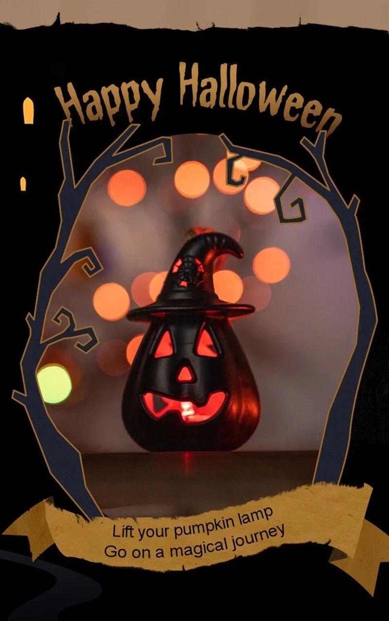 Kürbis Totenkopf LED Laterne Halloween Deko | Batteriebetrieben, Flammenlos | Tragbare Party- und Zimmerbeleuchtung