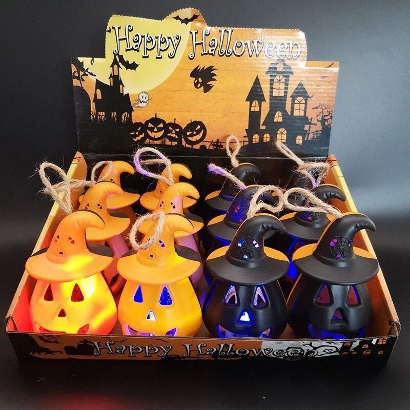 Kürbis Totenkopf LED Laterne Halloween Deko | Batteriebetrieben, Flammenlos | Tragbare Party- und Zimmerbeleuchtung