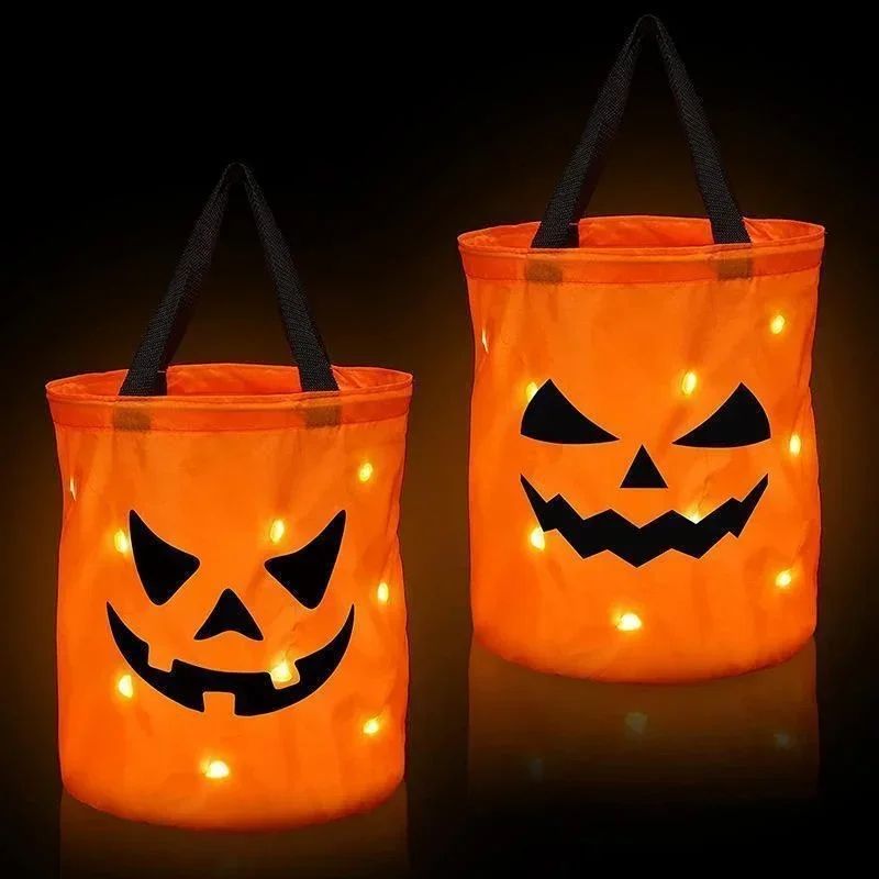LED Kürbiseimer Halloween | Faltbar & Wiederverwendbar | Leuchtet im Dunkeln, sicherer unterwegs beim Süßigkeiten sammeln 6