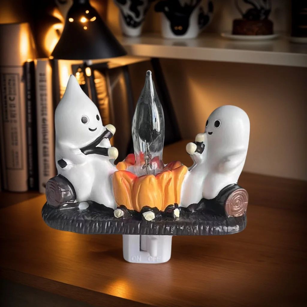 LED Geisterfigur Halloween Deko | Flackernder Feuerlicht-Effekt für Schreibtisch & Regal | Batteriebetrieben, wiederverwendbar 3