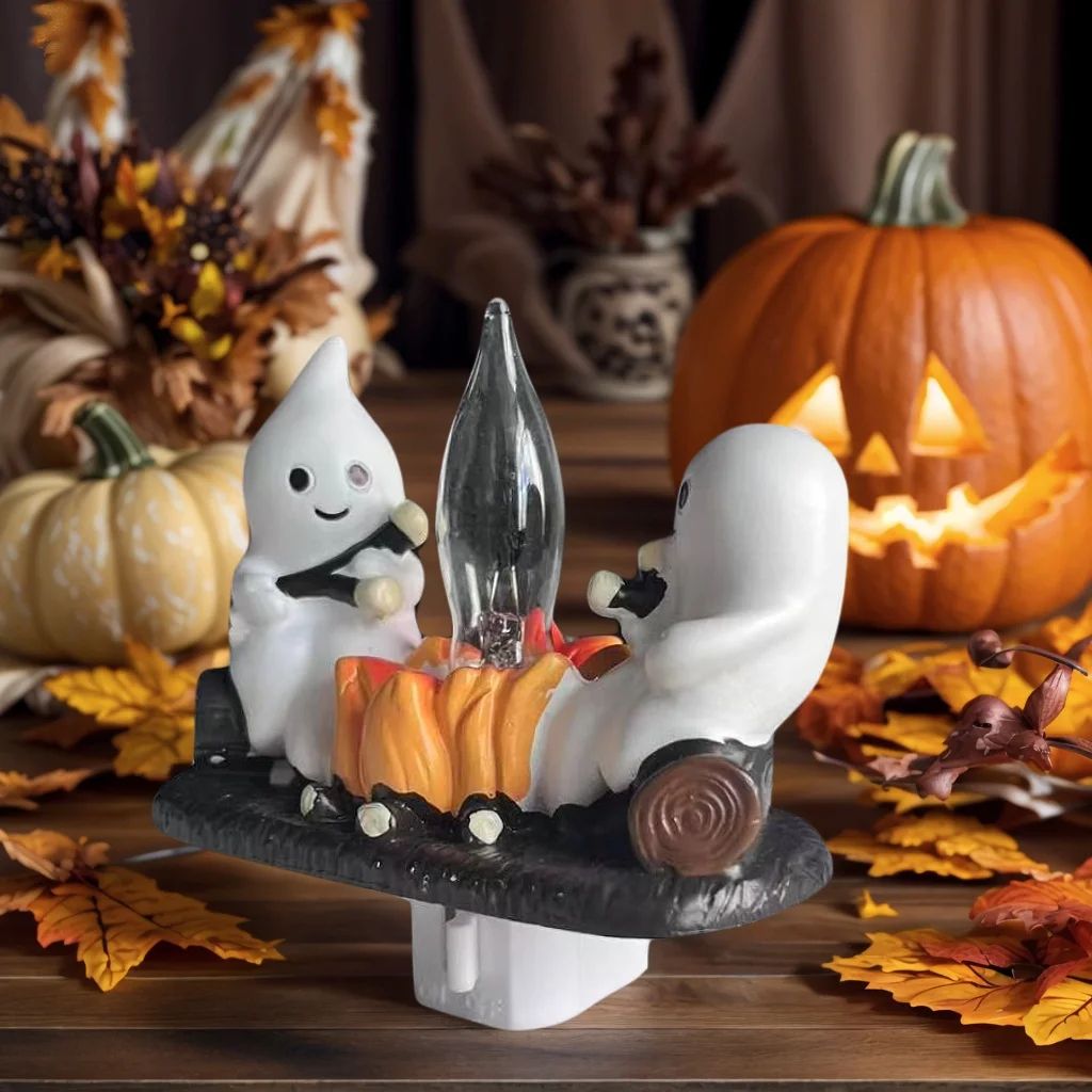 LED Geisterfigur Halloween Deko | Flackernder Feuerlicht-Effekt für Schreibtisch & Regal | Batteriebetrieben, wiederverwendbar 4