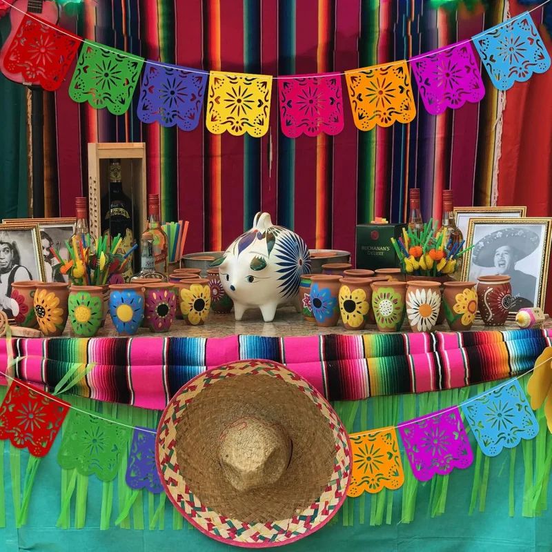 Papel Picado Girlande Dia de los Muertos | Bunte Fahnen-Deko für Mexiko-Party & Karneval | Wetterfest für Innen und Außen 4