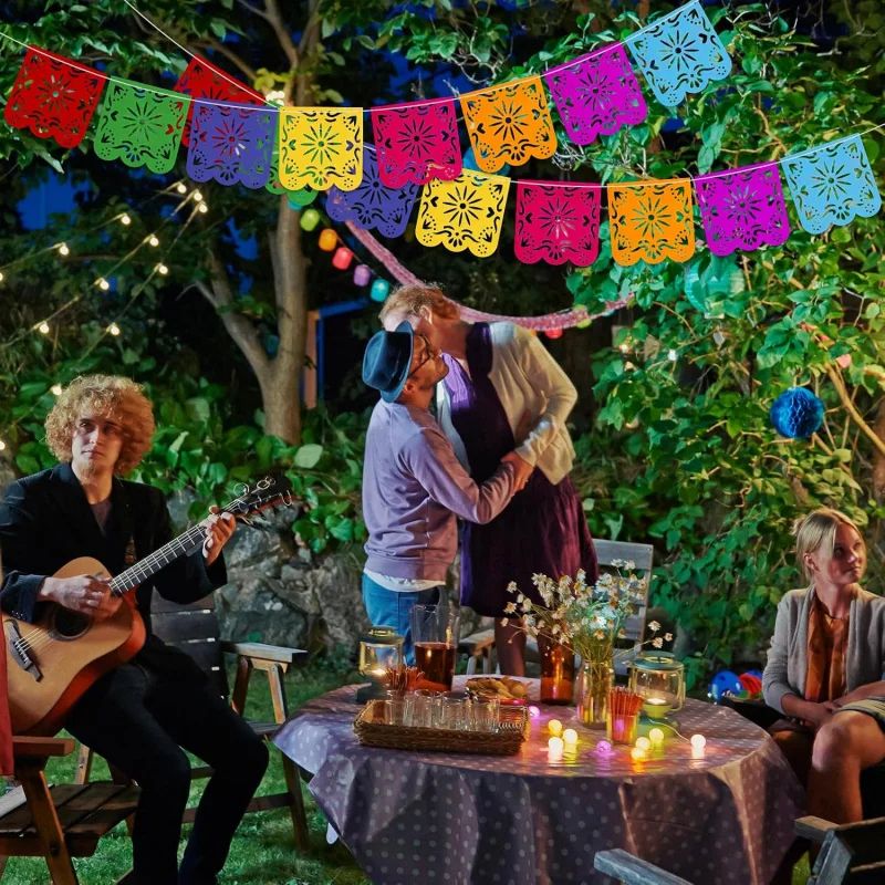 Papel Picado Girlande Dia de los Muertos | Bunte Fahnen-Deko für Mexiko-Party & Karneval | Wetterfest für Innen und Außen 6