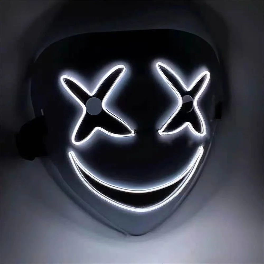 LED Clownmaske Halloween | Leuchtender Umriss mit LED-Draht, Einheitsgröße | Robustes ABS-Material, batteriebetrieben