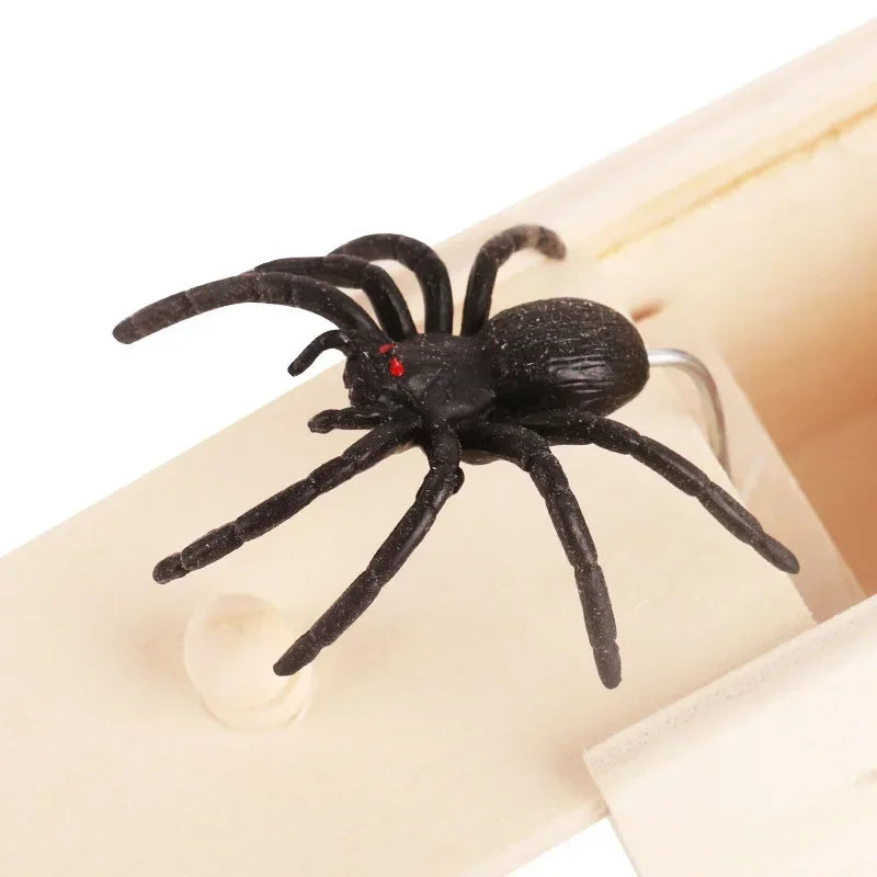 Spinnen-Streichbox Halloween | Versteckter Klappmechanismus für Überraschungseffekt | Aus Holz, wiederverwendbar für endlosen Spaß