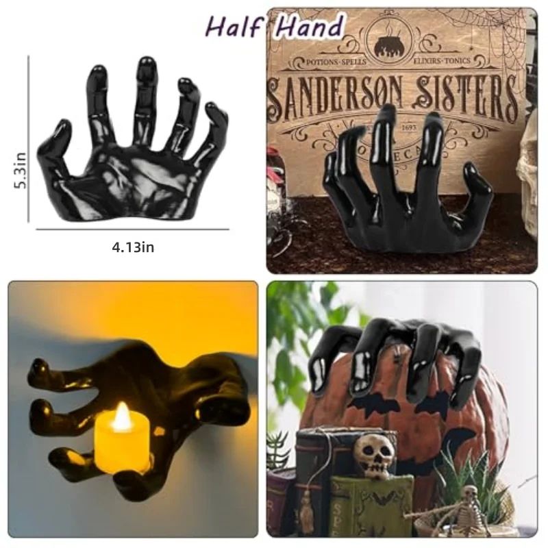 Wandkerzenhalter Geisterhand Kunstharz | Lebensgroßes Gothic Horror Design | Schaurige Deko für Halloween und Jahresdeko 3
