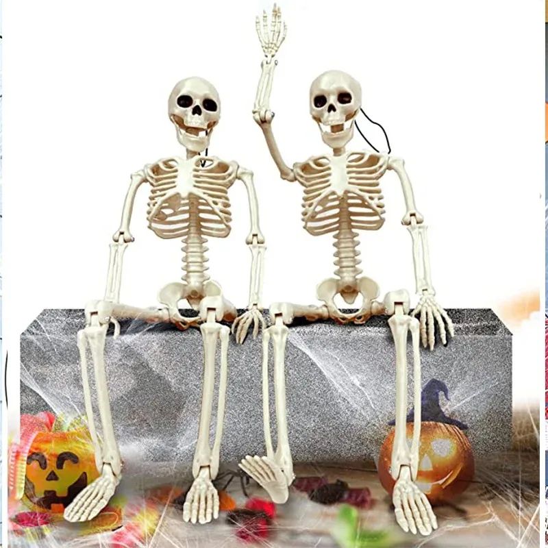 Lebensgroßes Posierbares Skelett Halloween Deko | Bewegliche Gelenke für individuelle Posen | Kunststoff, Innen & Außen geeignet 5