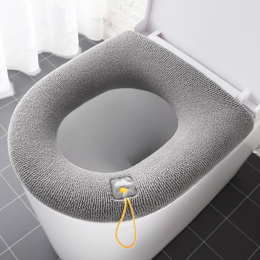 Toilettensitzbezug mit Kürbismuster | Weiches Stretch-Gewebe, dehnbar und waschbar | Warme Herbst-Deko fürs Badezimmer 1
