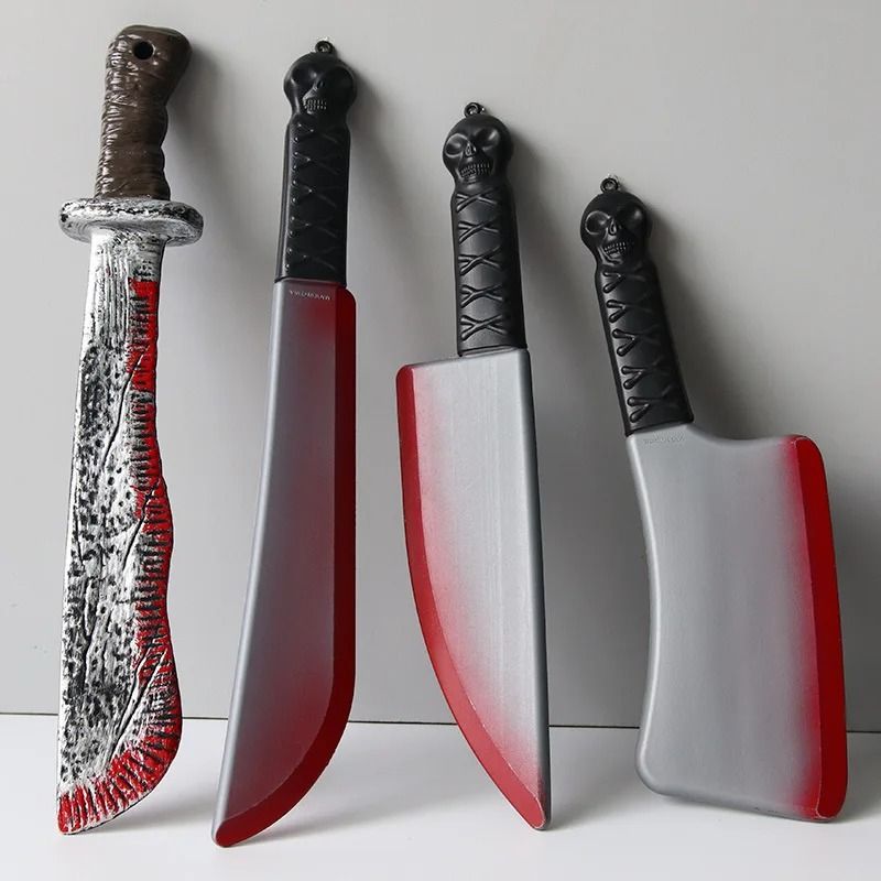 Blutiges Fake Messer Requisite Halloween | Realistische Blutspritzer Optik | Sicheres Kunststoff Deko-Messer für Kostüm & Party 1