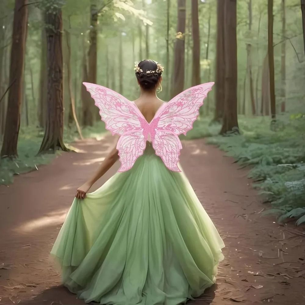 Feenflügel aus Organza | Glitzernd für Fasching, Halloween und Cosplay | Leicht, transparent und schmetterlingsförmig 13