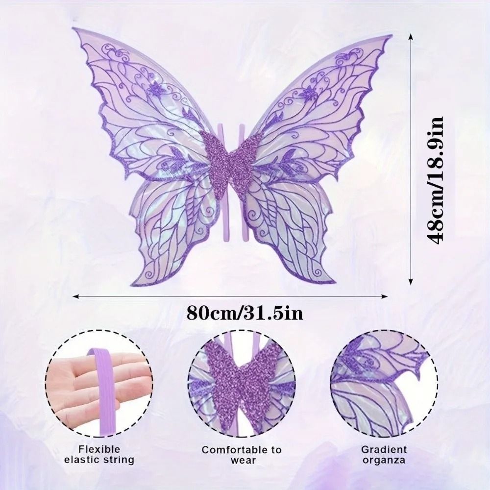 Feenflügel aus Organza | Glitzernd für Fasching, Halloween und Cosplay | Leicht, transparent und schmetterlingsförmig 9