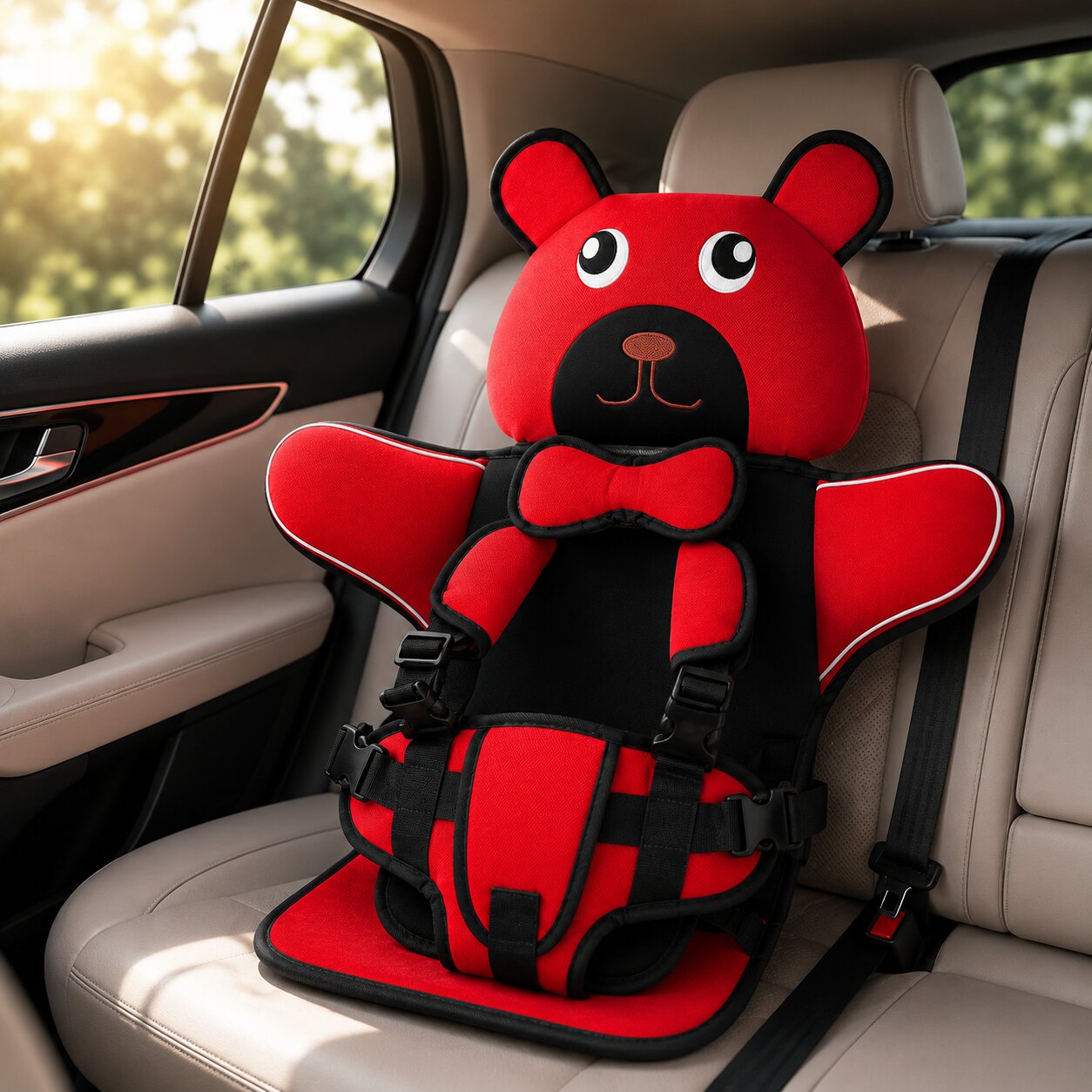Kinder Autositzkissen | Bärendesign | Verstellbares Gurtsystem | SnugBear