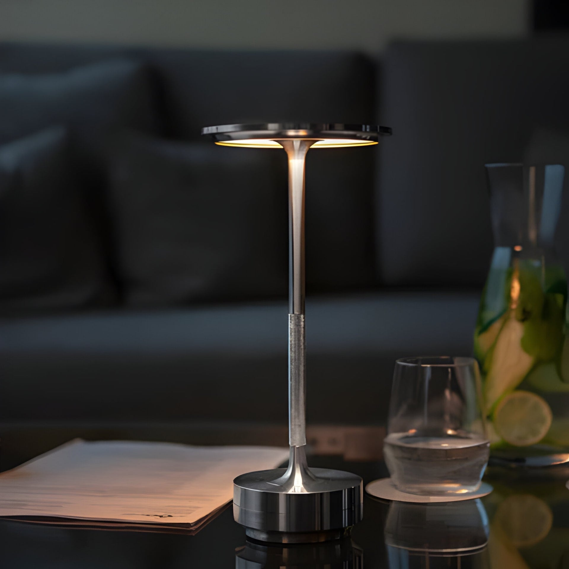 Lampa stołowa | Bezprzewodowa i z funkcją przyciemniania | Smukły design | GlowVault