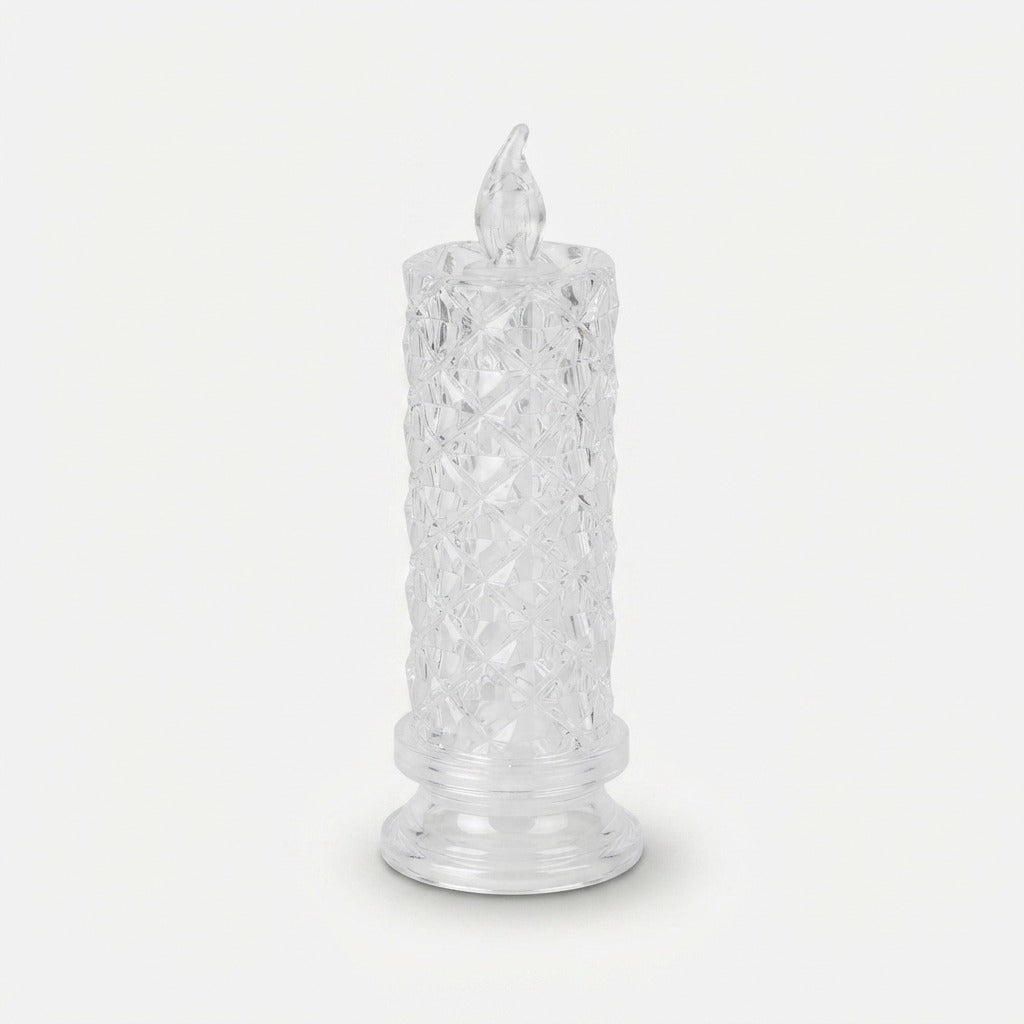 LED-Kerzen Kunststoff, 4er-Set 18 × 7 cm | Facettierter Kristall-Look | Warmweißes Licht, batteriebetrieben & kabellos 9