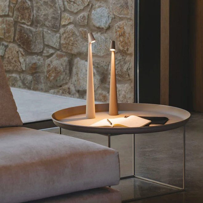 Kabellose LED-Tischlampe aus Metall und Glas | Nordisches Design, 35 oder 45 cm, 5 Farben | Wiederaufladbarer Akku 2
