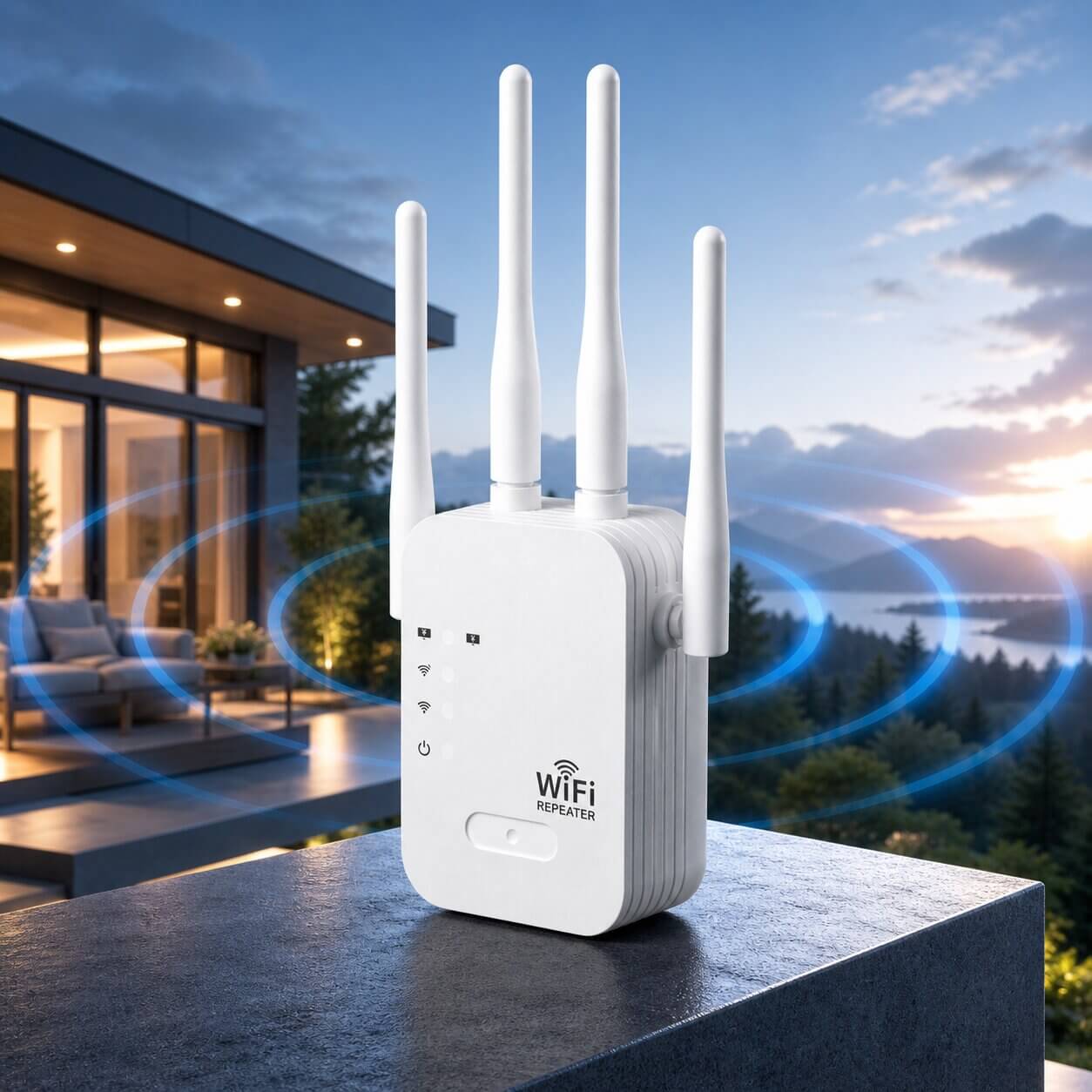 WLAN Verstärker für außen & innen | Dual Band 1200 Mbps | 2,4 & 5 GHz | RangeBoost
