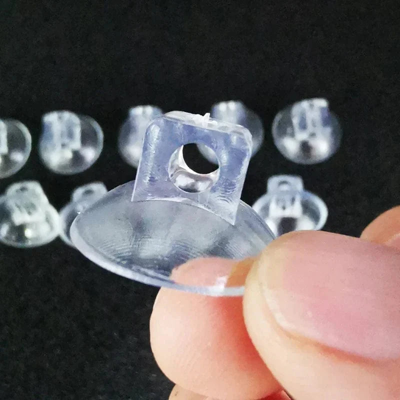 Aquarium Saugnapf Luftschlauchhalter Kunststoff | 10er Set mit Klemmclip | Sichere Befestigung für Luftschlauch am Glas 5