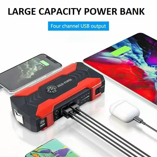 Starthilfegerät Auto 1200A | Powerbank, LED-Taschenlampe & Kompass | 10000mAh Akku mit 9 Schutzfunktionen für 12V-Fahrzeuge 4