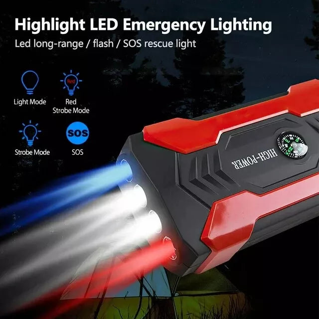 Starthilfegerät Auto 1200A | Powerbank, LED-Taschenlampe & Kompass | 10000mAh Akku mit 9 Schutzfunktionen für 12V-Fahrzeuge 8