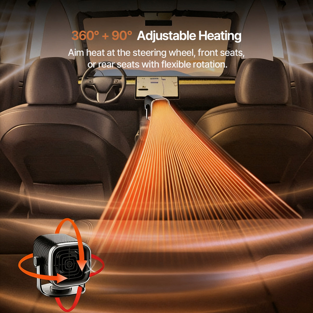 Tragbarer Auto-Heizlüfter 12V/24V | Schnelle Enteisung in 1 Sekunde | 360° drehbar für gezielte Wärmeverteilung 6