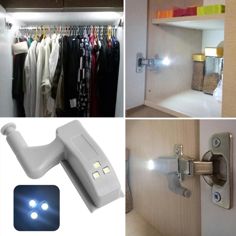 LED Scharnier Sensorlampe Schrank 10er Set | Automatisches Ein-/Aus, ABS-Gehäuse | Batteriebetrieben, kabellos 3
