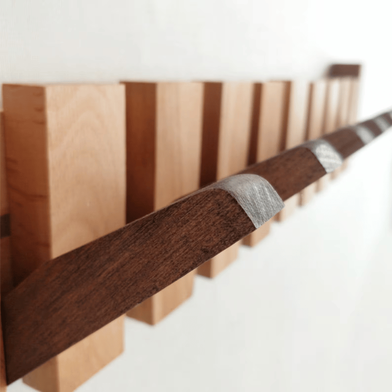 Wandgarderobe aus Holz mit einklappbaren Haken | Klaviertasten-Design, 4-12 Haken | Platzsparend, aus Buchen- und Kiefernholz 6