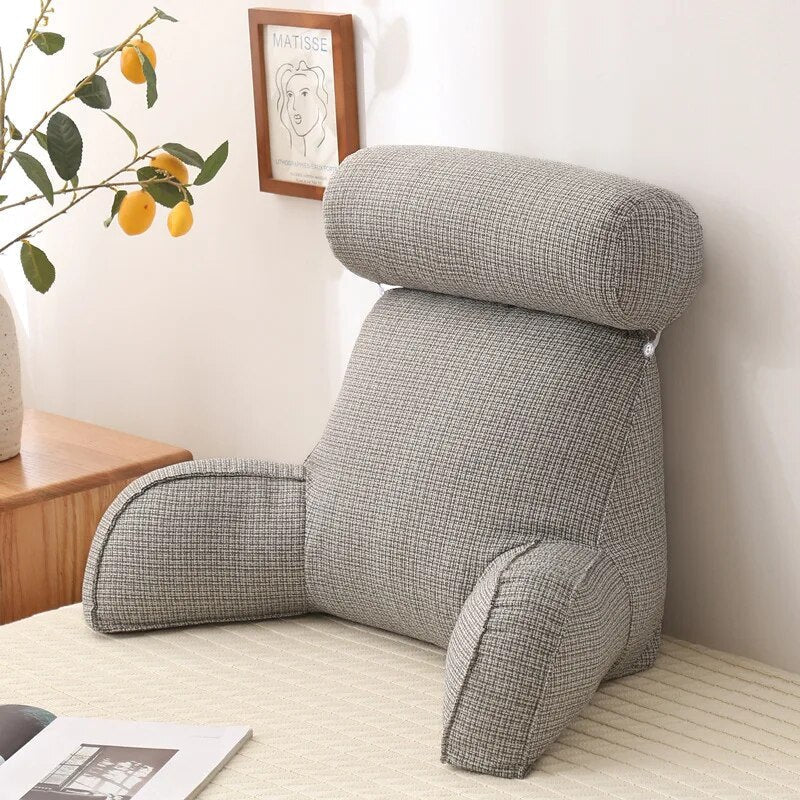 Polštáře na záda a čtecí polštáře | s područkami z lněné látky | ergonomické pro postel a pohovku | LoungeLean