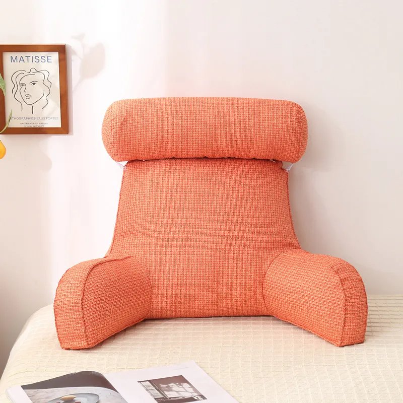 Polštáře na záda a čtecí polštáře | s područkami z lněné látky | ergonomické pro postel a pohovku | LoungeLean
