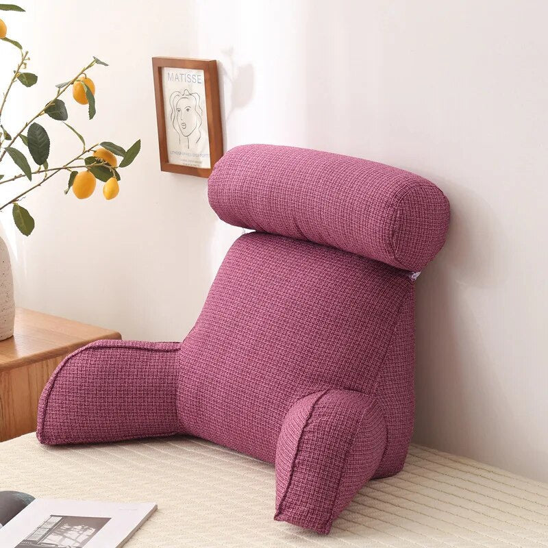Polštáře na záda a čtecí polštáře | s područkami z lněné látky | ergonomické pro postel a pohovku | LoungeLean