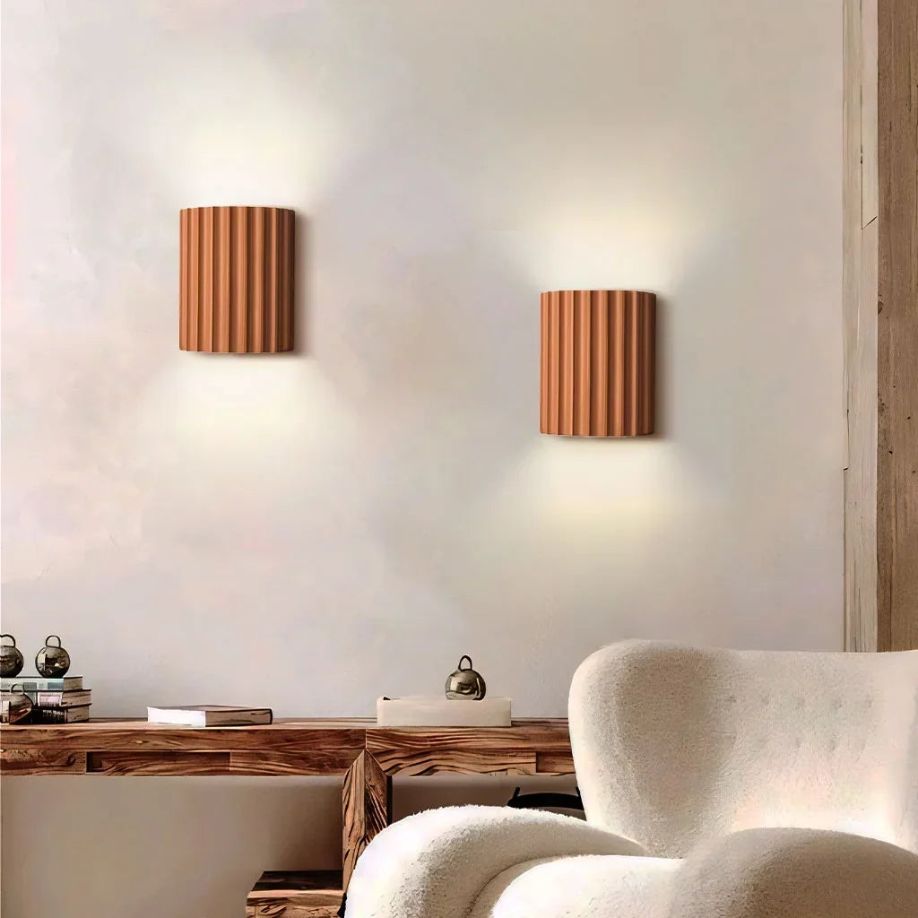Gerippte Wandleuchte aus Harz | Strukturierte Oberfläche im Boho-Stil | Warmes Licht für Wohnzimmer, Schlafzimmer & Flur 22