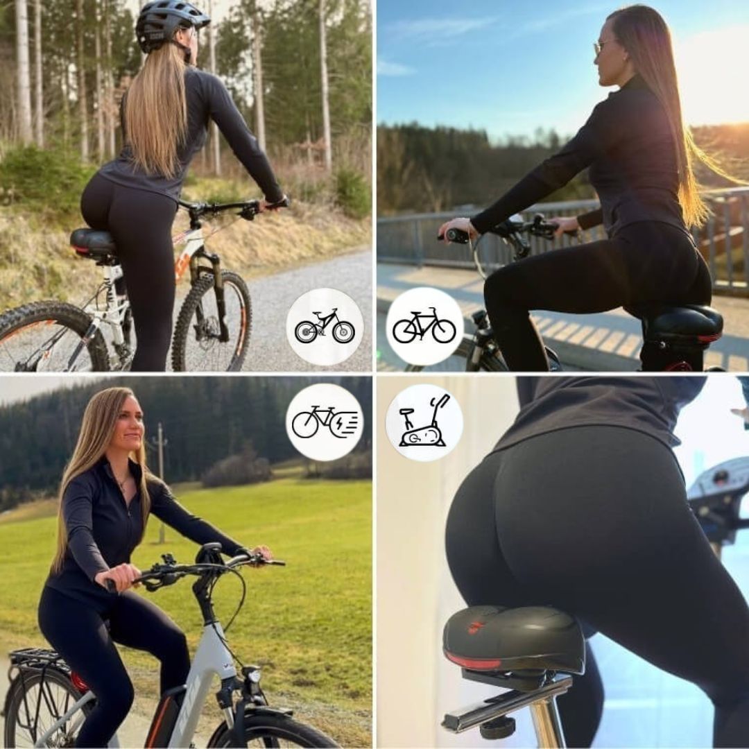 Mukava polkupyörän satula | LED-takavalolla | pehmustettu ja jousitettu | ComfyCycle