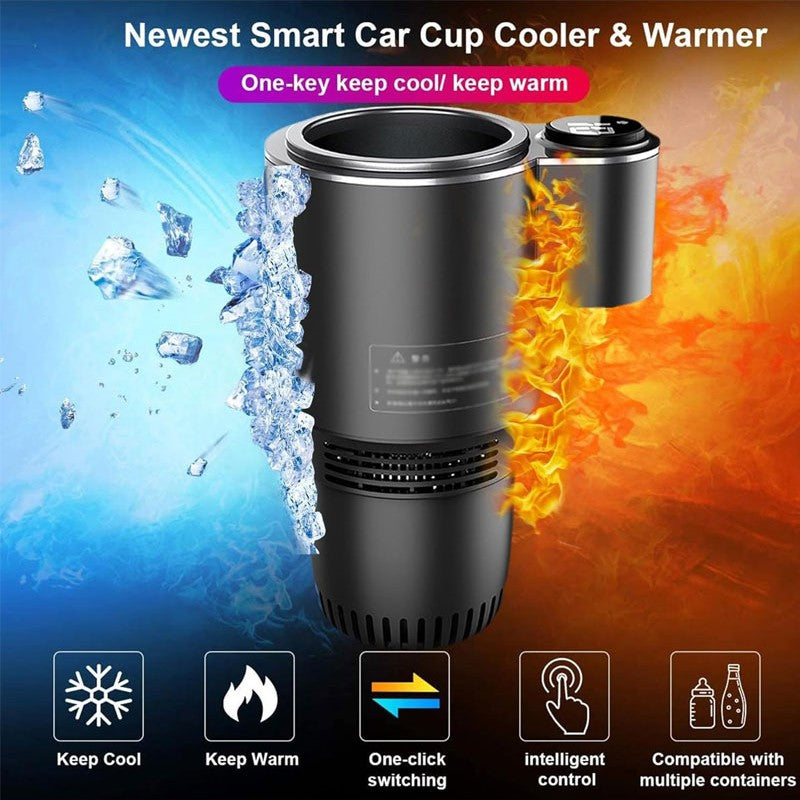 Auto Becherkühler und Wärmer 2-in-1 | Kühlt bis 0°C, heizt bis 60°C | DC12V Anschluss für Auto und Zuhause mit Zigarettenanzünder 3