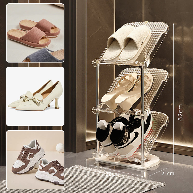 Luxusní průhledný robustní vícevrstvý botník | Nerezová ocel a PET | Úspora místa | Clearstep