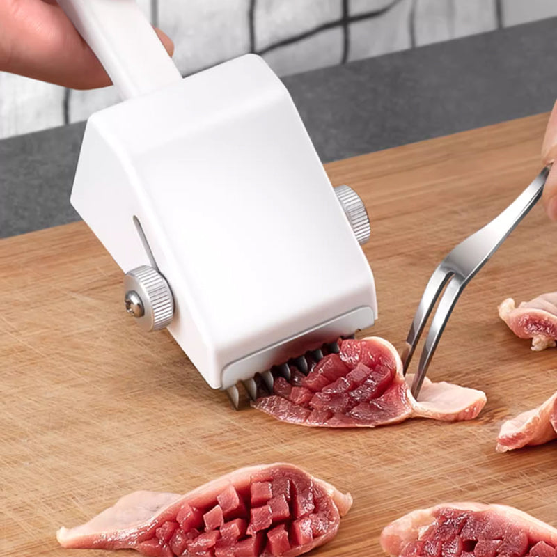 Fleischzartmacher Edelstahl-Klingen | Einstellbare Schnitttiefe bis 0,9 cm | Für zartes, saftiges Fleisch mit weniger Garzeit 2