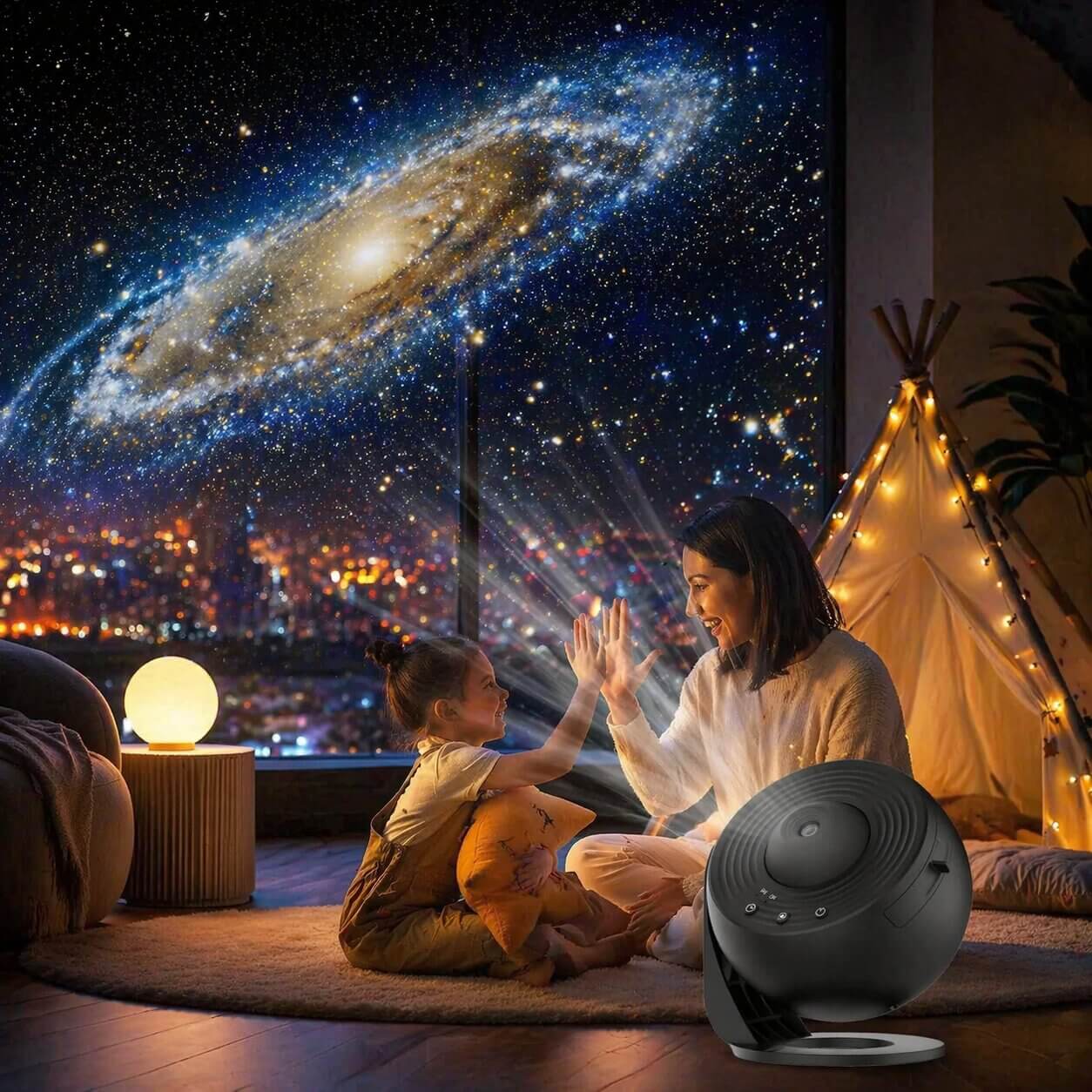 Projektor hvězdné oblohy | s efektem galaxie | otočný, s časovačem a nastavením jasu | StarCast